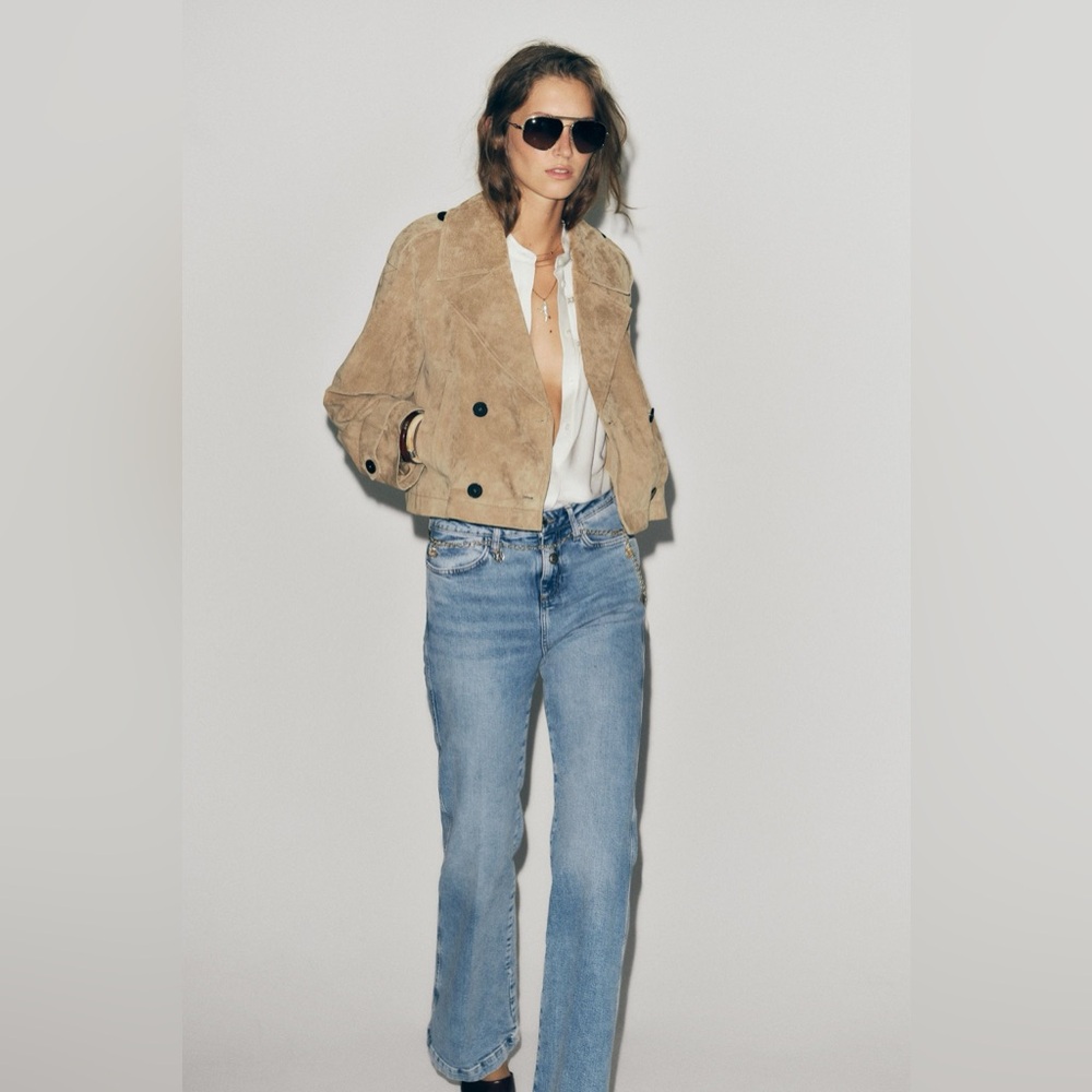 Zara 100% leather Tan Suede Women's Jacket